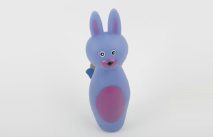 S-Three-Dimensional Cartoon Rabbit Head With Voice Vinyl Pet Toy