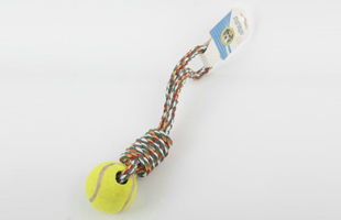 S-Colorful Woven Cotton Rope Toy With Tennis Pet 1