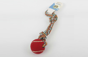 S-Colorful Woven Cotton Rope Toy With Tennis Pet