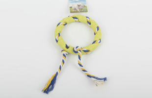 S-Cotton Rope Winding Circle With Paw Print TPR Pet Toy