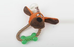 S-Set of Plastic Bone Dog Head Cotton Rope Pet Toy