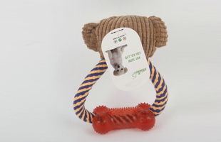 S-Set of Plastic Bone Monkey Head Cotton Rope Pet Toy