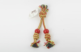 S-Set of Two Plastic Balls Colorful Cotton Rope Woven Pet Toy