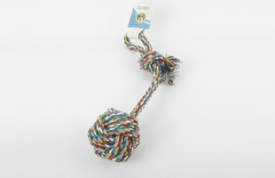S-Two-Color Cotton Rope With Carrying Loop Single Knot Cotton Rope Ball Pet Toy 2