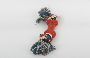 S-Two Twisted Knots, Two Tassels, Middle Set Of Plastic Bones, Pet Cotton Rope Toys 1
