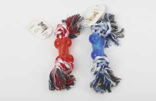 S-Two Twisted Knots, Two Tassels, Middle Set Of Plastic Bones, Pet Cotton Rope Toys