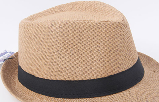 D-Surrounding Webbing And Lining Bowler Hat Shaped Woven Paper Straw Woven Hat Sun Hat