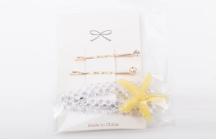 P-2PC Diamond Studded Bead Clip + 1PC Starfish Hair Clip