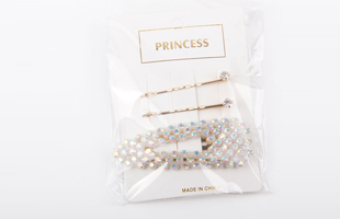 P-2PC Diamond Studded Clip + 1PC Spike Studded Hair Clip