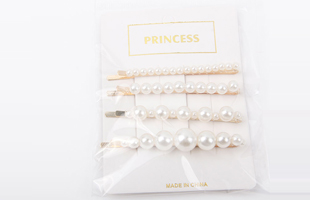 P-4PC Different Shaped Pearl Hair Clips