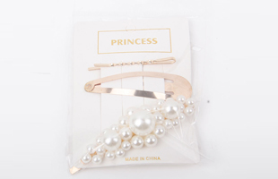 P-1PC One Clip + 1PC Pointed Hair Clip + 1PC Pearl Hair Clip