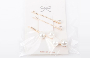 P-2PC Inlaid Diamond Clip + 1PC Pearl Hair Clip