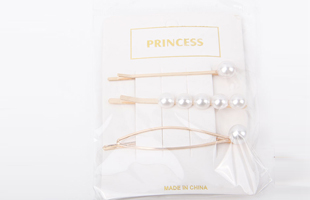 P-3PC Different Shape Pearl Hair Clip