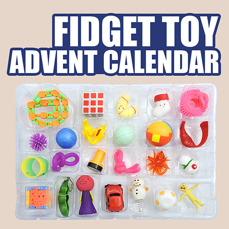 Blind Box Christmas Advent Calendar Stress Relief Squeeze Toys Christmas Fidget Toy Set
