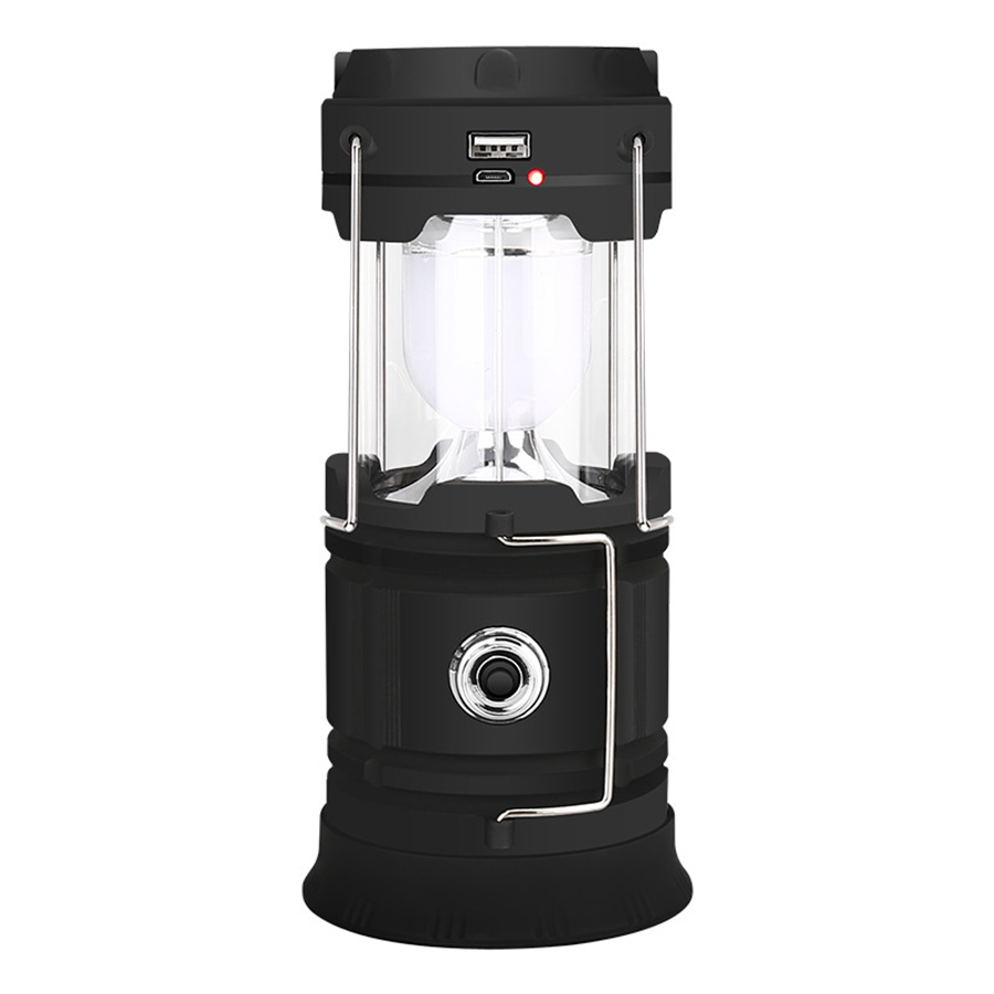 LED Camping Lantern, Powered by Battery with Solar and USB Charging