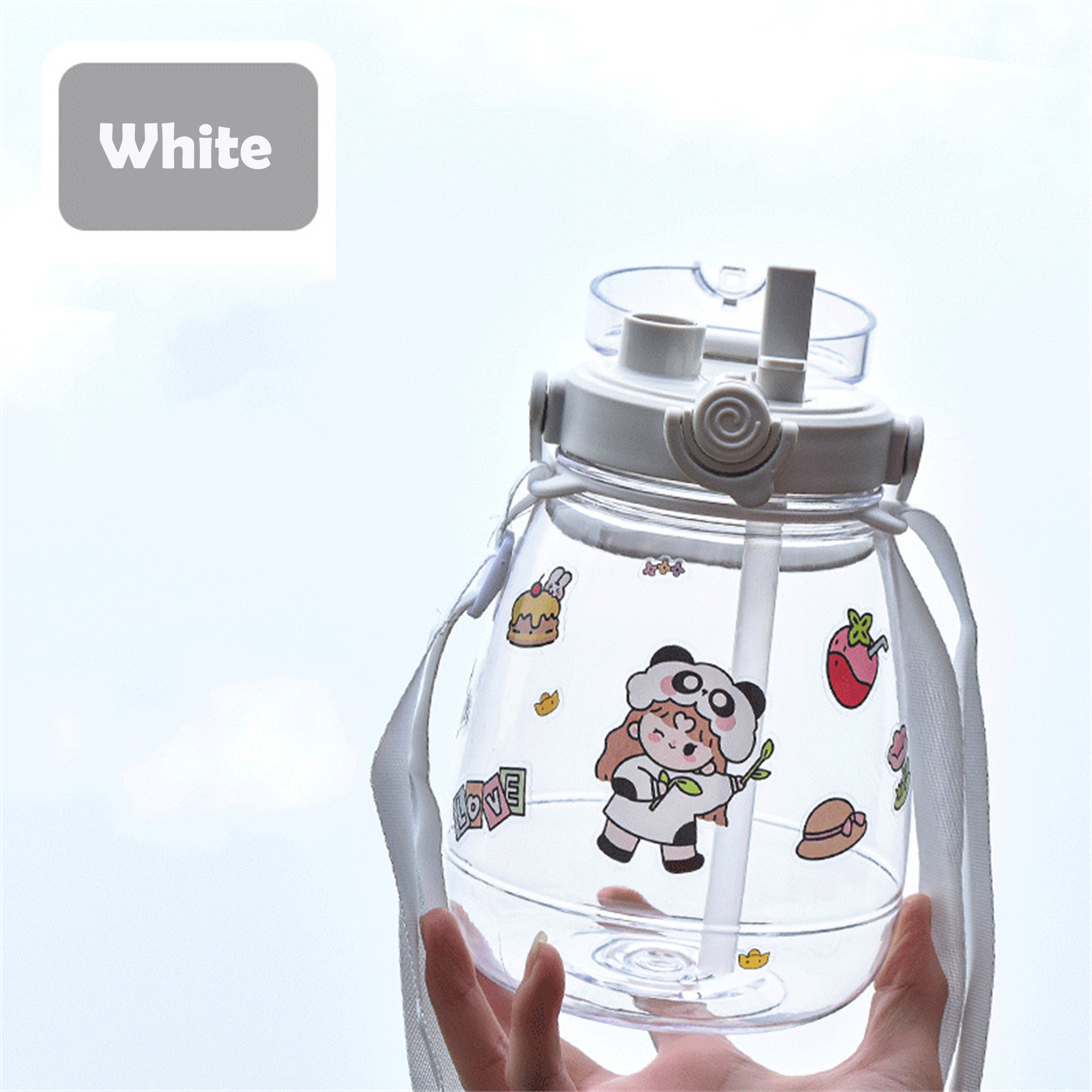 Amazon hot selling cartoon portable with handgrip two drinking ways large capacity kids plastic water bottle