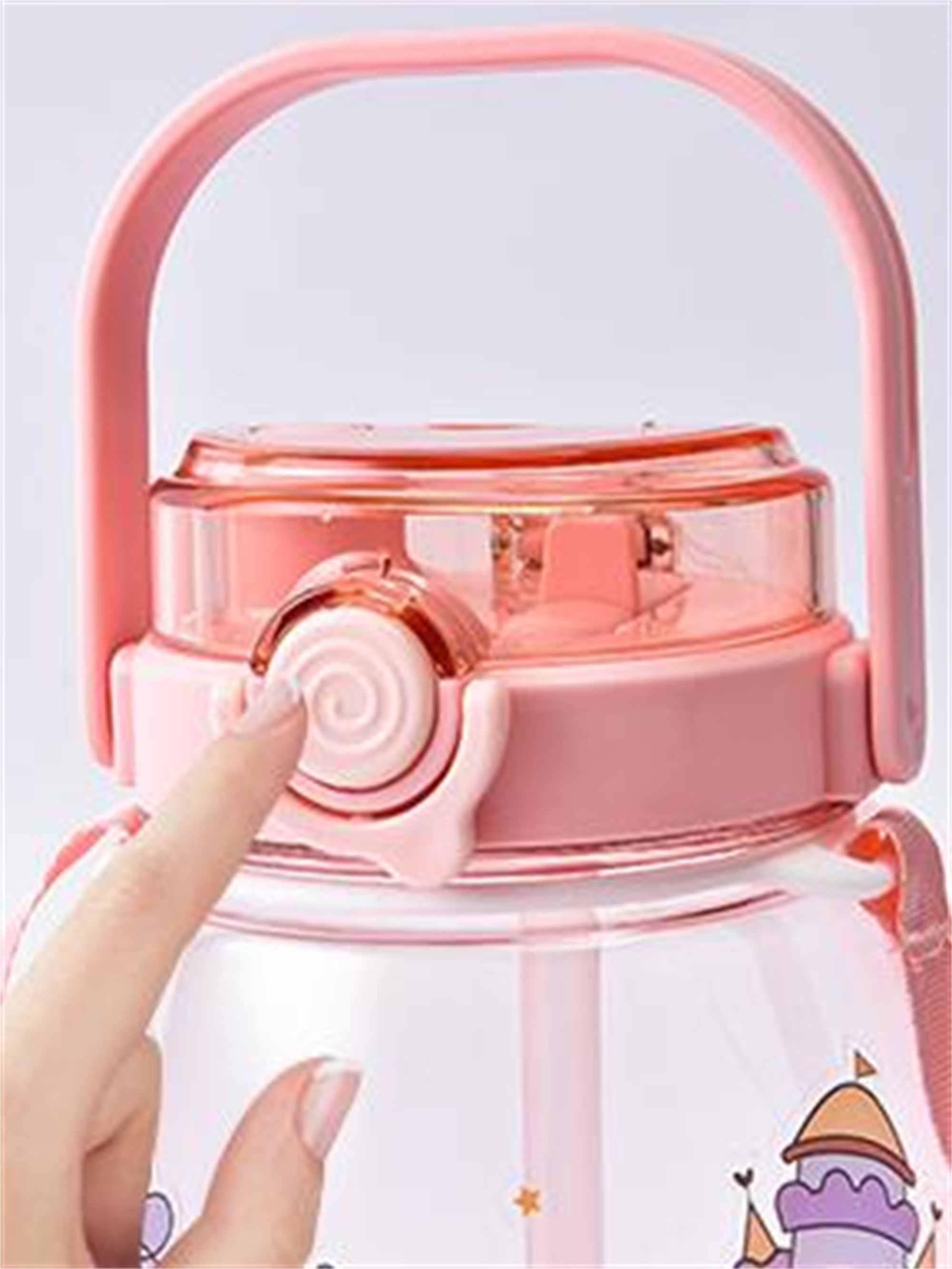 Amazon hot selling cartoon portable with handgrip two drinking ways large capacity kids plastic water bottle