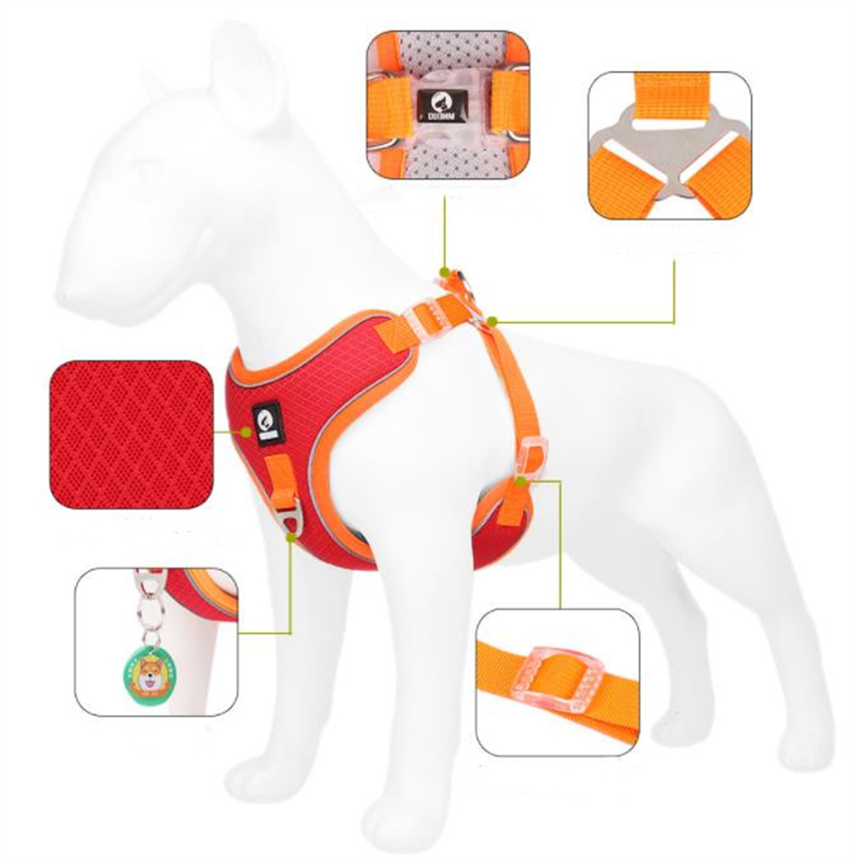 New pet chest strap vest type pet harnesses with leash mesh cloth reflective dog harness