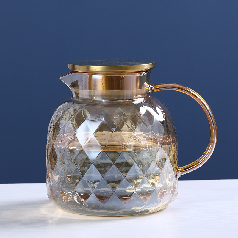 Champagne Gold Diamond Pattern Water Pitcher Set