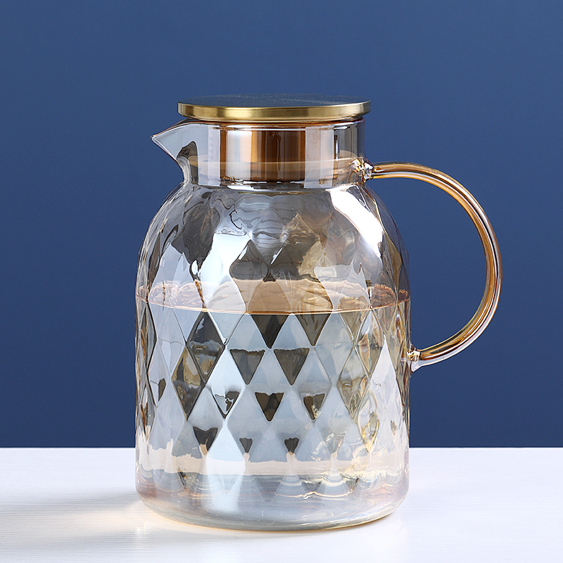 Champagne Gold Diamond Pattern Water Pitcher Set