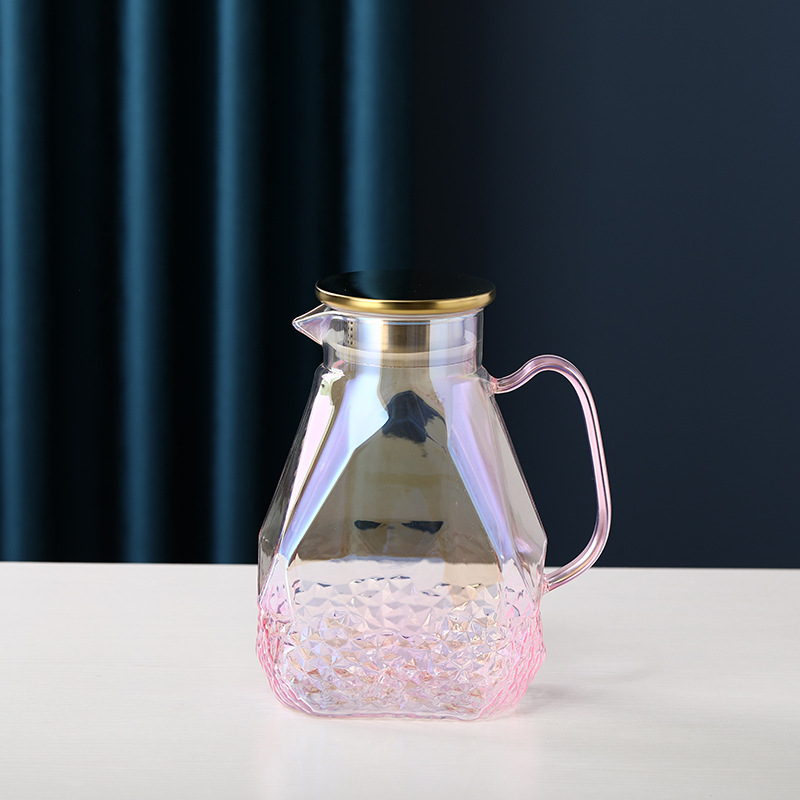 Pink Gradient Pattern Glass Pitcher Set