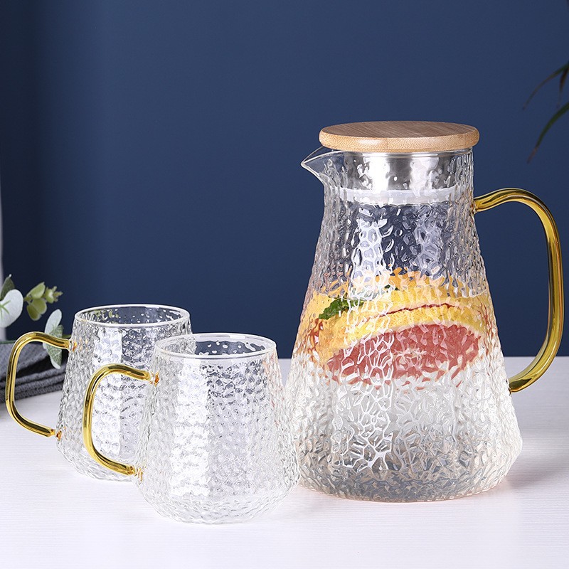 Transparent Hammer Pattern Water Pitcher set