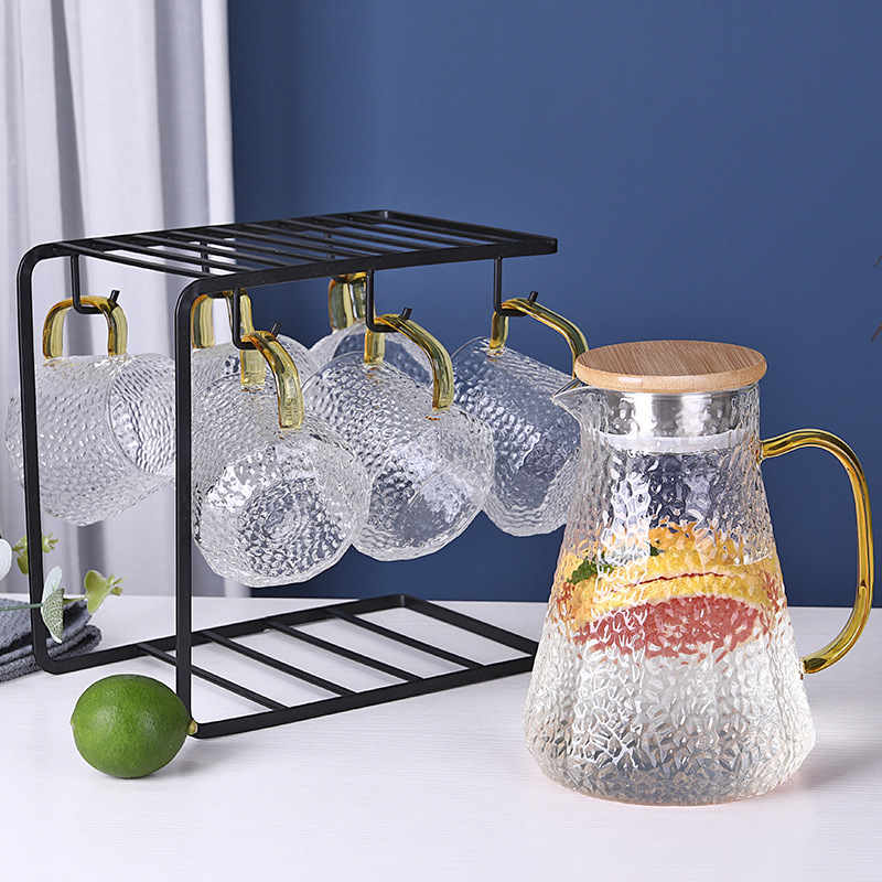 Transparent Hammer Pattern Water Pitcher set