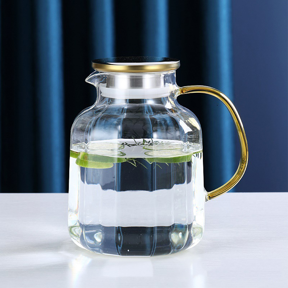 Transparent Stripes Pattern Glass Pitcher