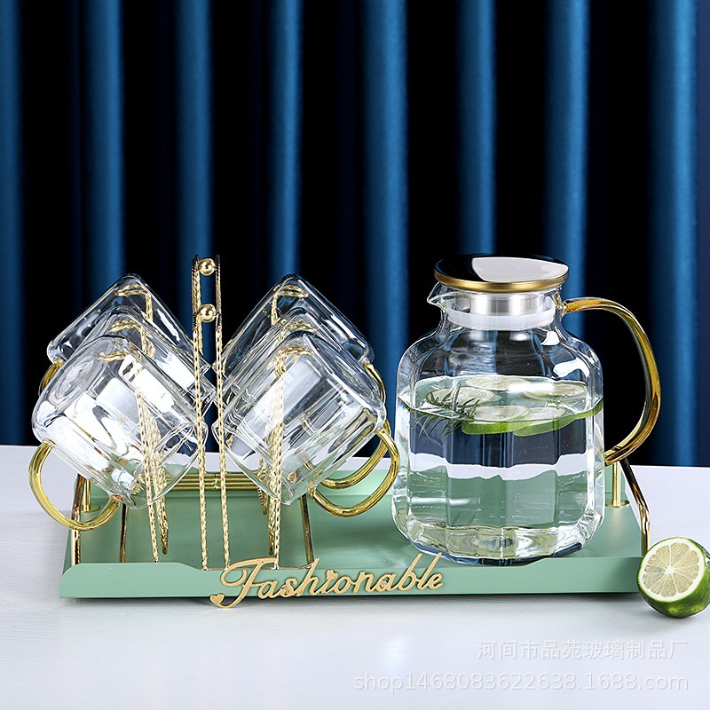 Transparent Stripes Pattern Glass Pitcher