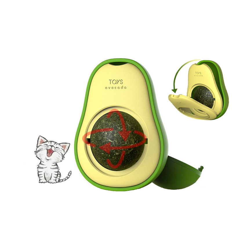 SNL-L-1 Pet Lovers Wall Toy Rotatable Cat Catnip Ball Avocado Mint Interactive Treat Teeth Cleaning (Natural Plant Mint)
