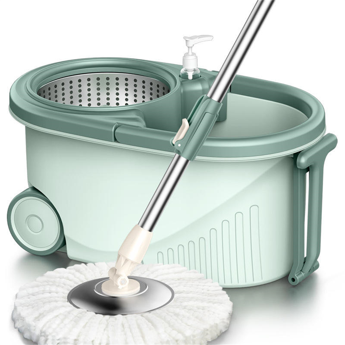 SNL-L-3 Spin Mop and Bucket, 360 Mop and Bucket with Wringer Set Stainless Steel Floor Spin Mop Bucket System for Floor Cleaning