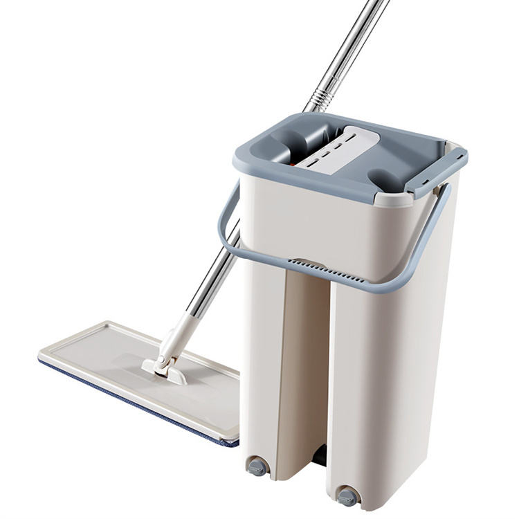 SNL-L-4 Mop and Bucket with Wringer Set, Flat Floor Mop and Bucket, Mop for Floor Cleaning with 3 Microfiber Pads, Wet and Dry Use, Household Cleaning Tools,for Hardwood, Laminate, Tile