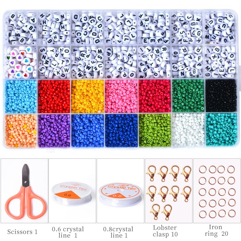 Jewelry Making Kit 3mm Glass Seed Beads and Alphabet Letter Beads for  Jewelry Making and Crafts Beads for Name Bracelets Making Kit 