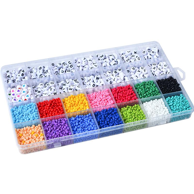 28 Grid 3mm Glass Rice Beads Diy Beaded Bracelet Material Early Education Puzzle Letter Beads