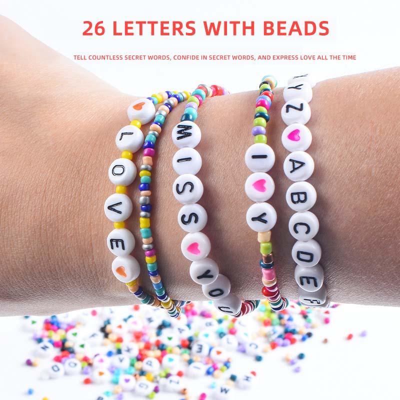 28 Grid 3mm Glass Rice Beads Diy Beaded Bracelet Material Early Education Puzzle Letter Beads