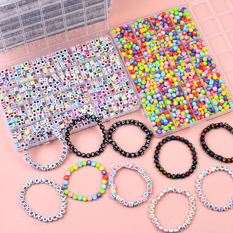 24 Gird Letter Alphabet Beads Handmade Acrylic Children Creative Diy Beads Toy For Jewelry Making Bracelet