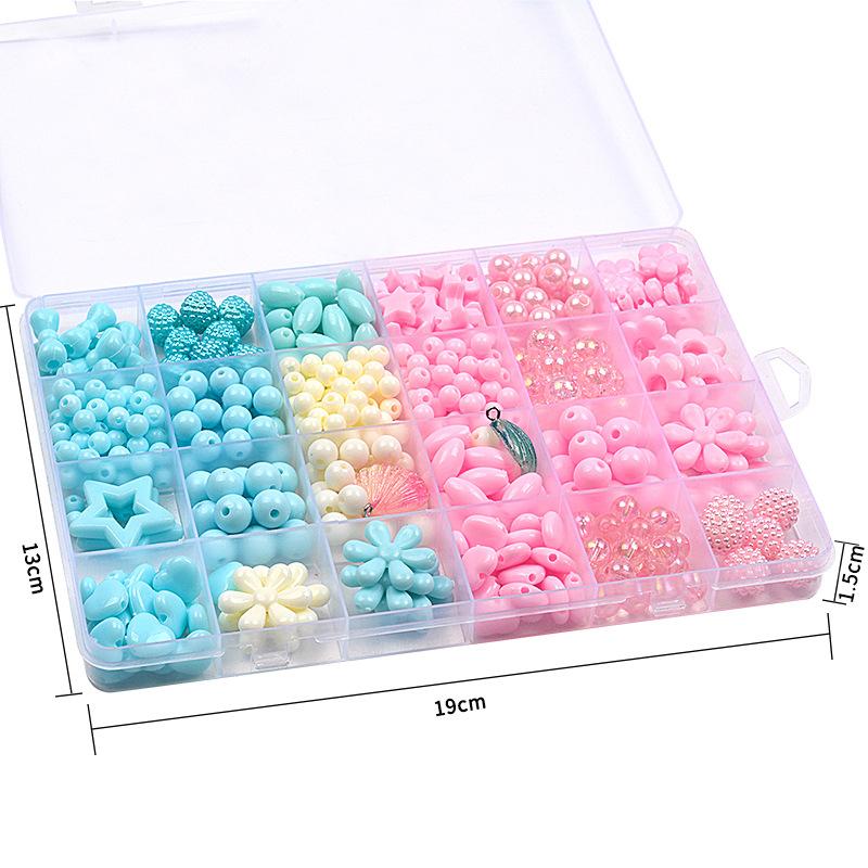 Beads Set For Jewelry Making Kids Mixed Color DIY Acrylic Beads Toys Kit Box With Accessories