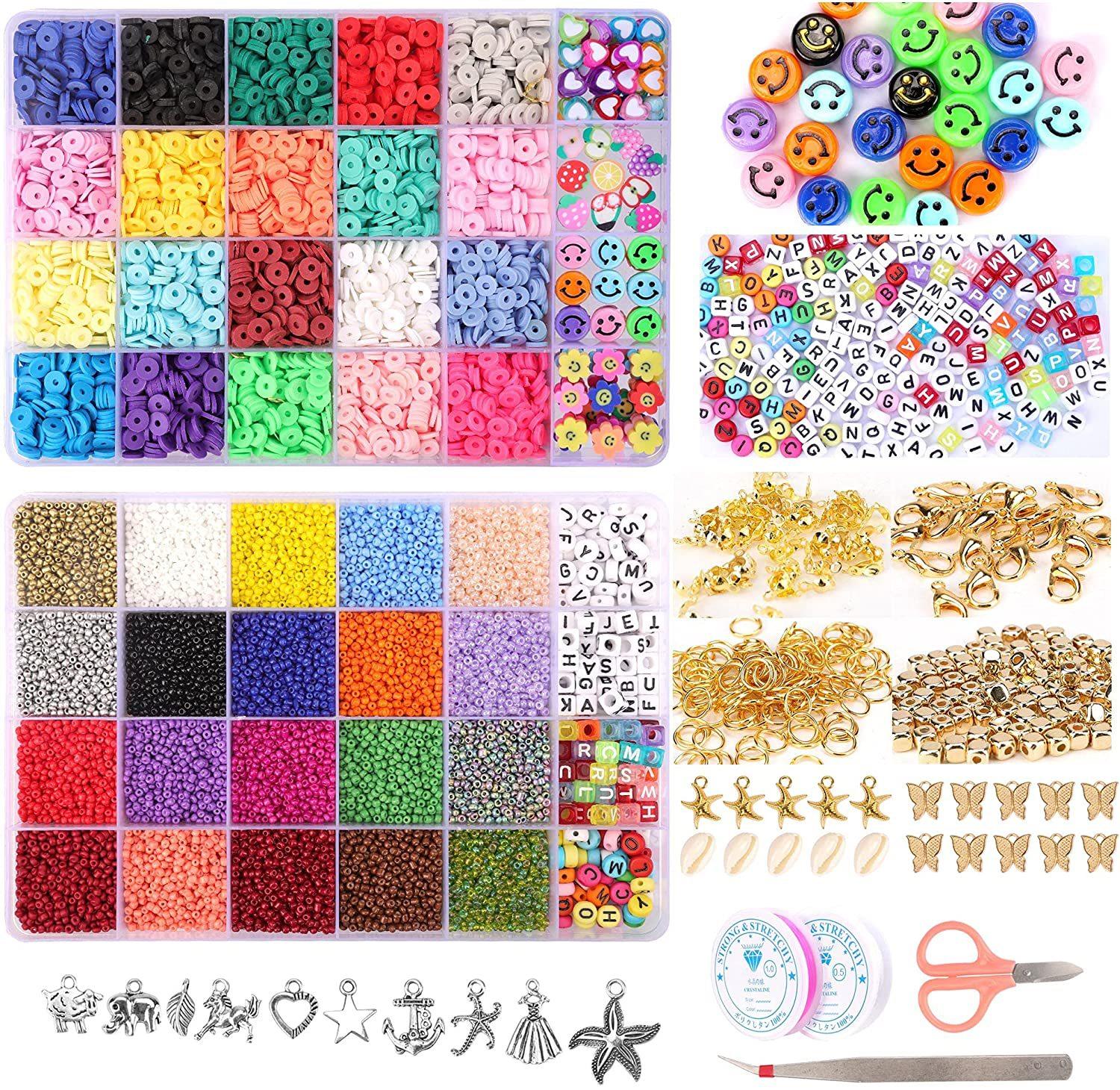 48 Grid Alphabet Beads Sets Diy Glass Kits Polymer Crystal Seed For Jewelry Making Oem Clay Bead Letter Bead Craft Kit