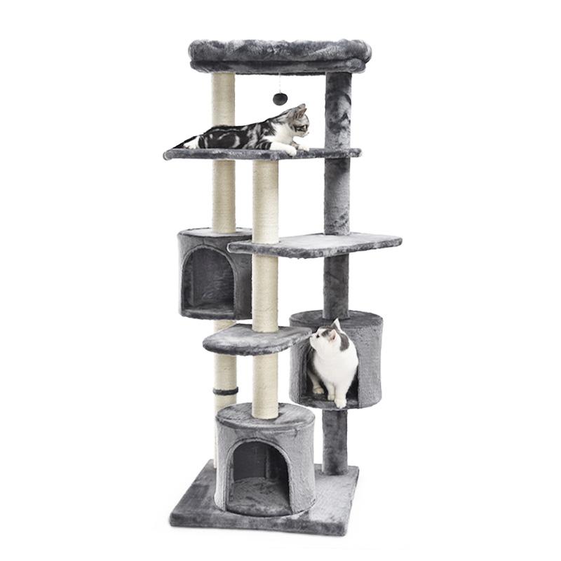 Pet Products Luxury Multi-Layer Multiple Houses Platforms Sisal Scratch Post Large Tower Cat Condo Tree