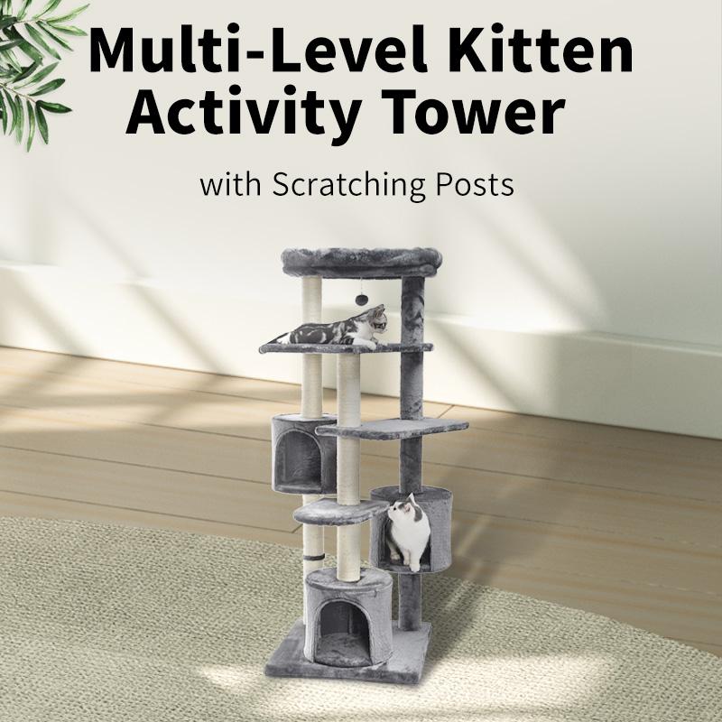 Pet Products Luxury Multi-Layer Multiple Houses Platforms Sisal Scratch Post Large Tower Cat Condo Tree