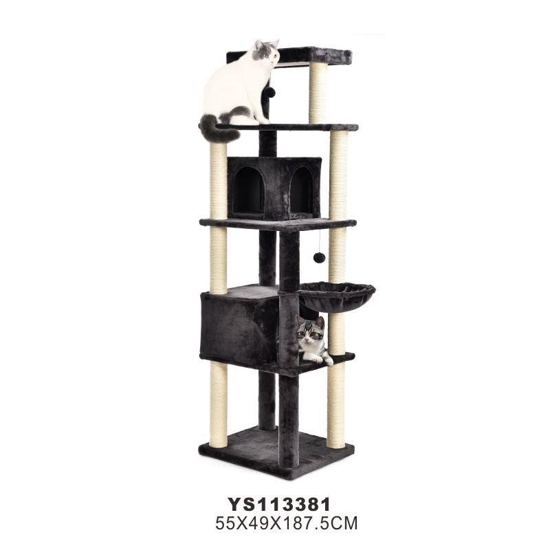 XL Size 74 Inch Tall Activity Center Stable Cozy Perches 2 Condos Cat Tree Tower  with Scratching Posts