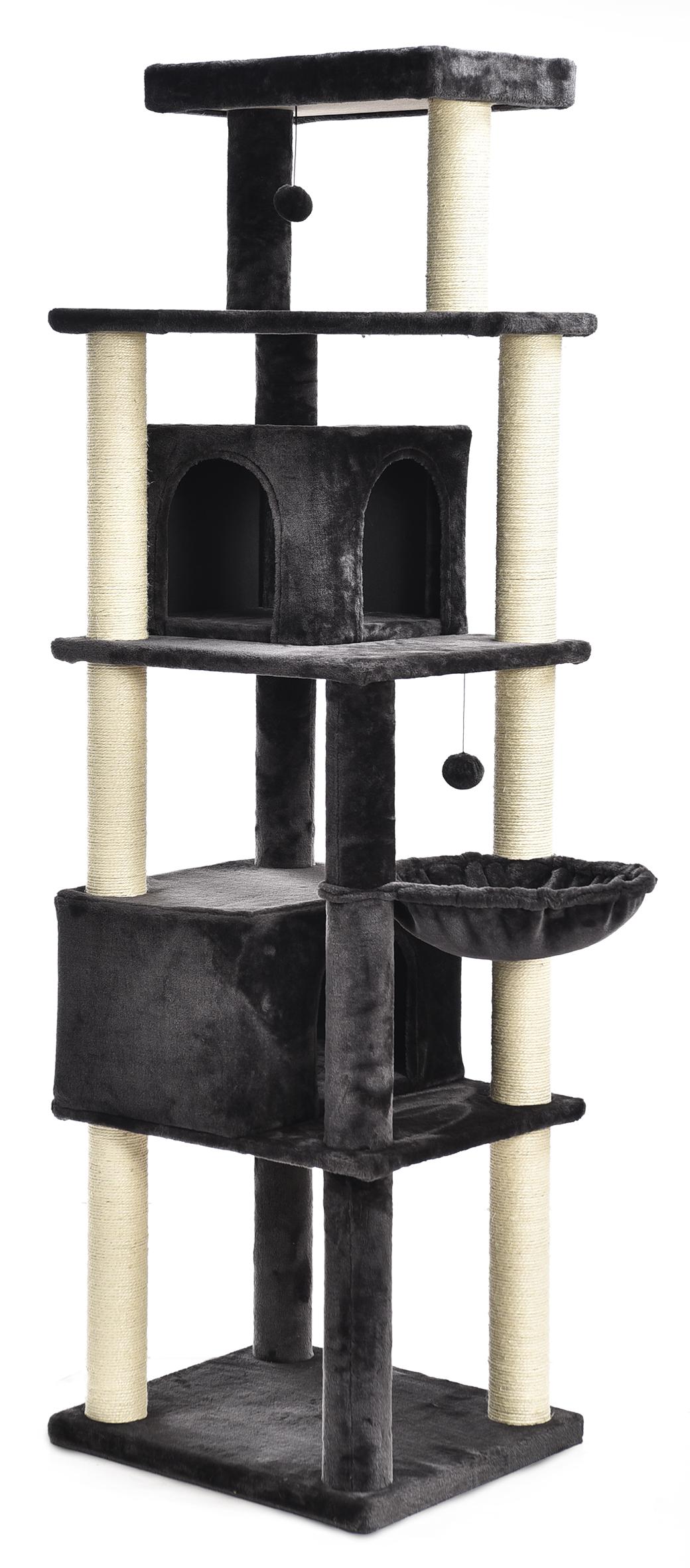 XL Size 74 Inch Tall Activity Center Stable Cozy Perches 2 Condos Cat Tree Tower  with Scratching Posts