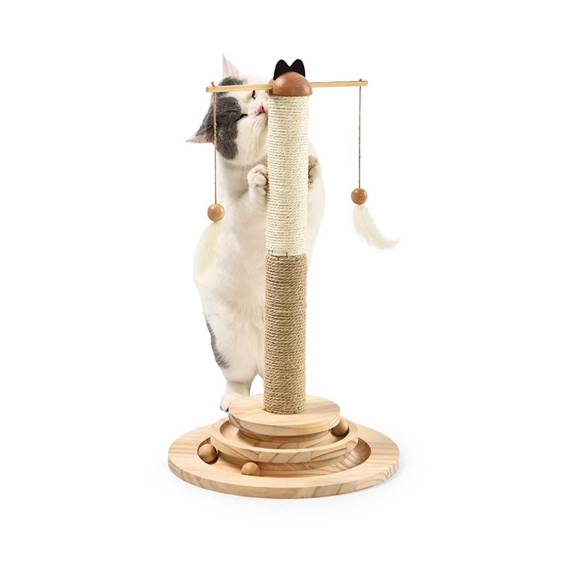 Custom Feather Toys IQ Scratcher Track Ball Tower Sisal Cat Tree Scratching Posts