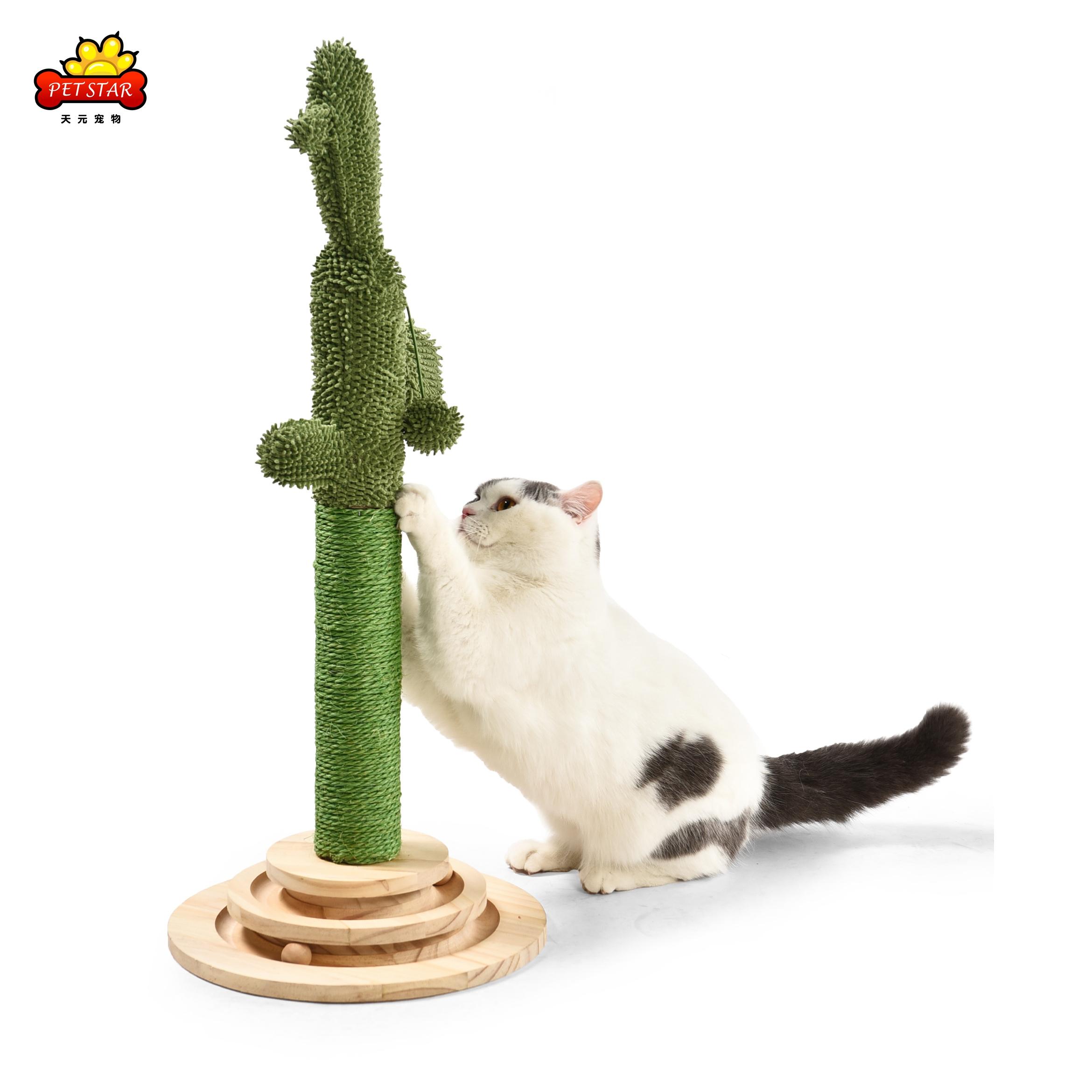 Sisal Wood Training Plate Cat Cactus Cat Scratcher Cactus Scratching Post with Iq disk