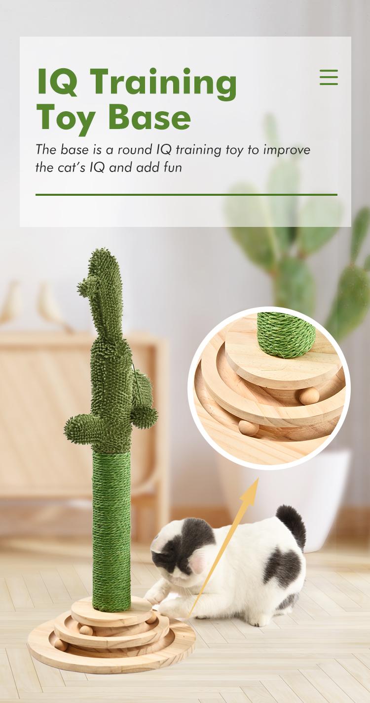 Sisal Wood Training Plate Cat Cactus Cat Scratcher Cactus Scratching Post with Iq disk