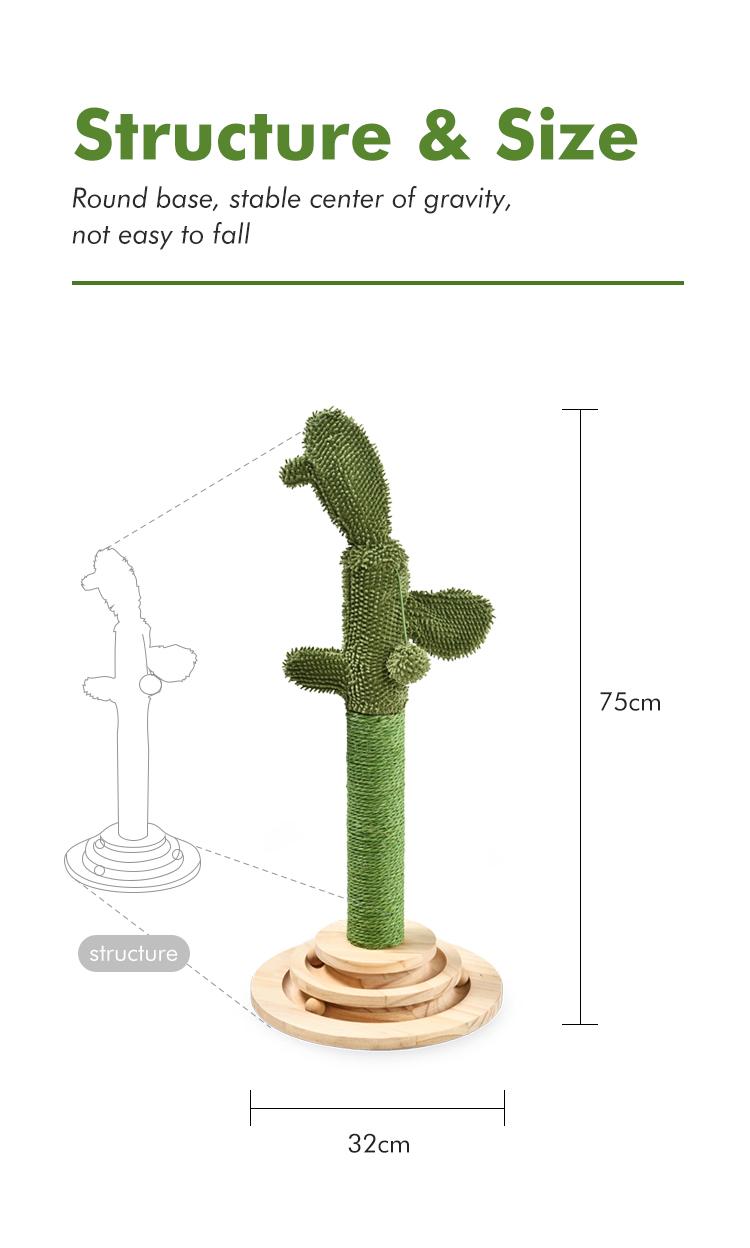 Sisal Wood Training Plate Cat Cactus Cat Scratcher Cactus Scratching Post with Iq disk