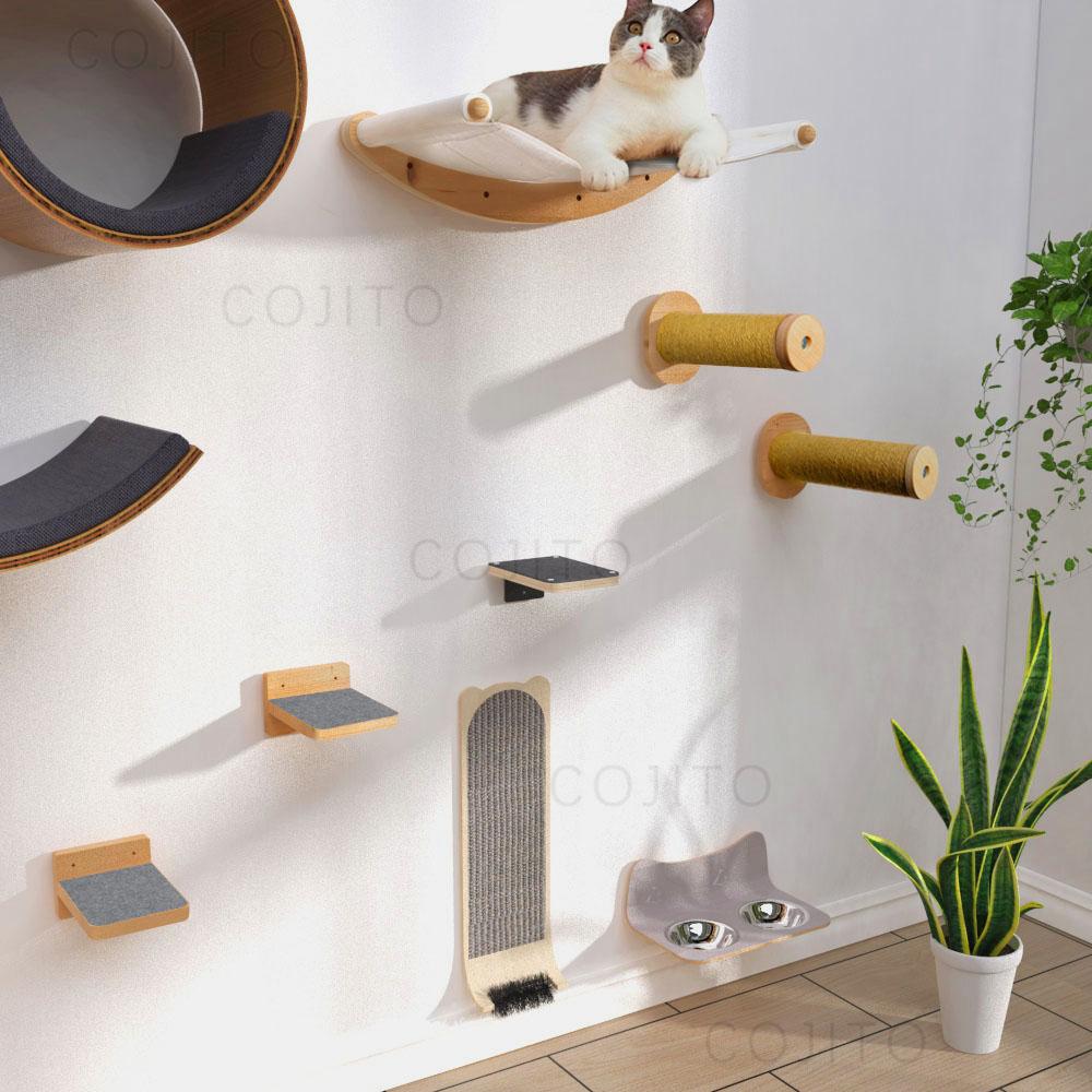 Hot sales wood tree cat wall shelves cat hammock and cat wall platform furniture  for climbing