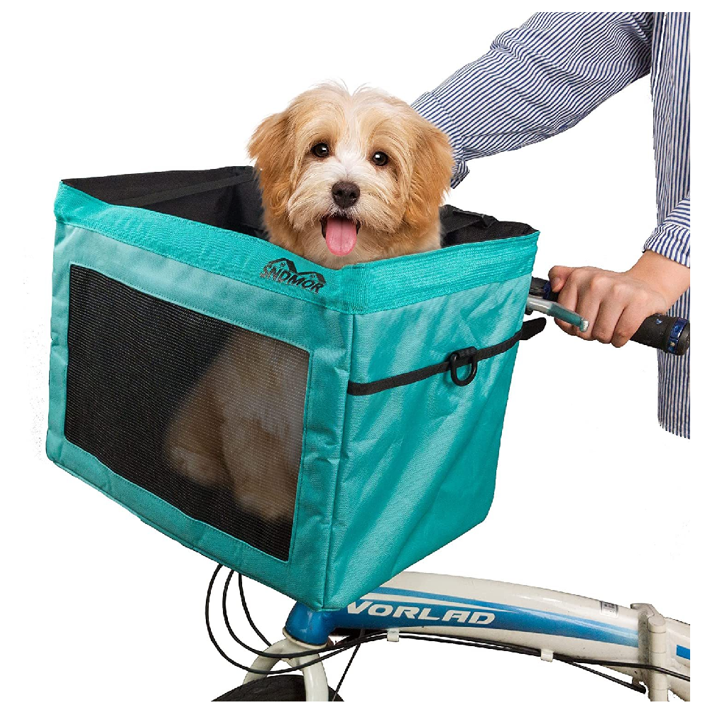 Dog Bike Basket Bag Pet Carrier, Cat Car Seat with Safety Rope, Adjustable Shoulder Strap Portable Breathable Bicycle Basket Bag