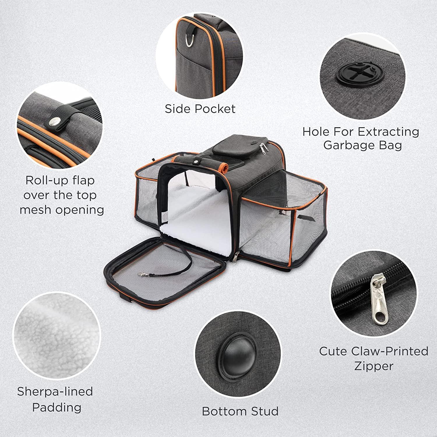Airline Approved Expandable Foldable Portable Carrying Small Large Soft Sided Puppy Travel Cat Bags Pet Dog Carrier With Wheels