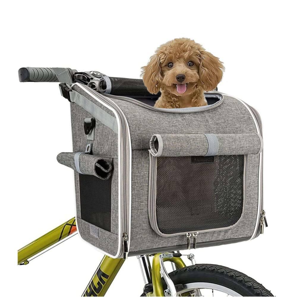 Expandable Soft-Sided Foldable 4 Open Doors Mesh Windows Bicycle Bike Basket Carrier Travel Bag Cat Dog Pet Carrier Backpack